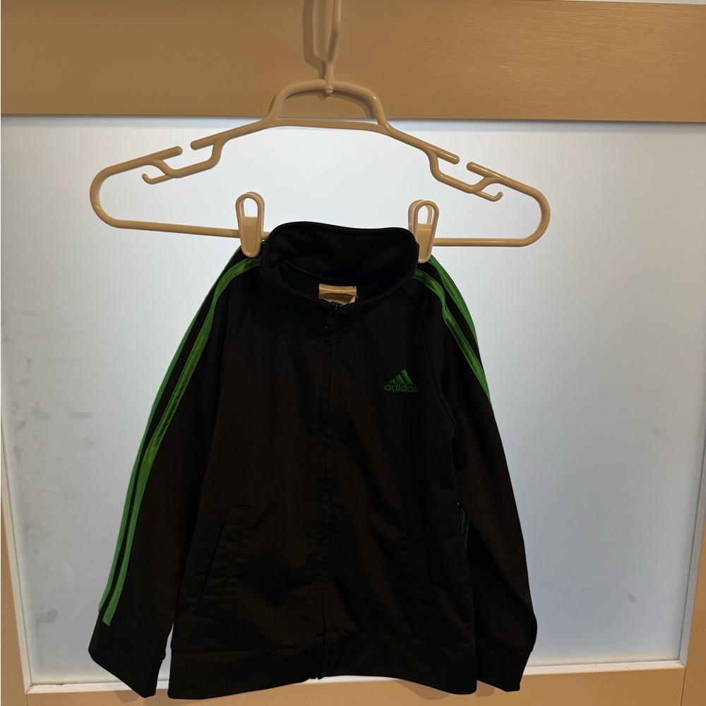 adidas Black Jacket with Green Logo Accent